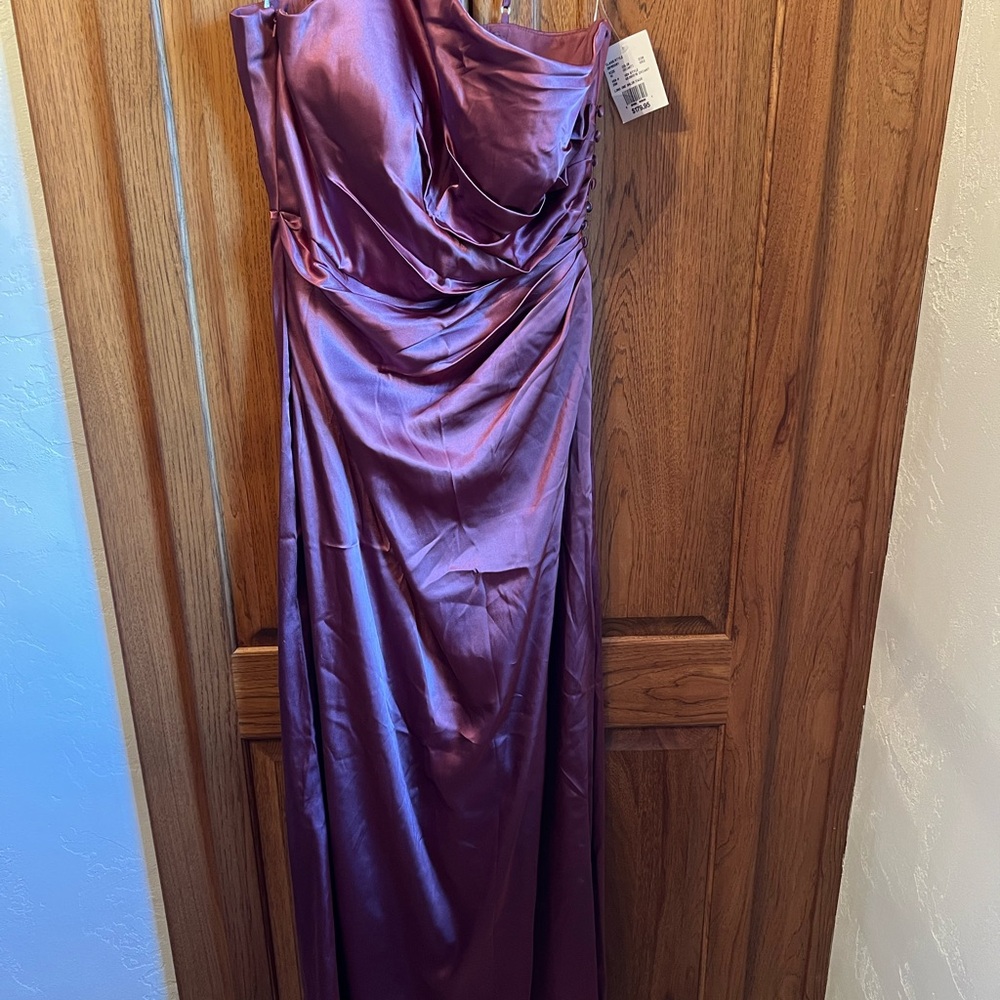 Strapless Satin Evening Dress in Plum